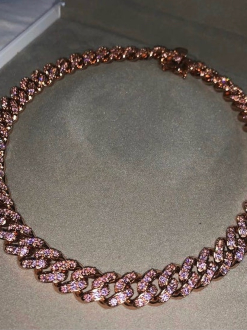 Rose Gold Pave Cuban Link Necklace 18inch - Women's Jewelry